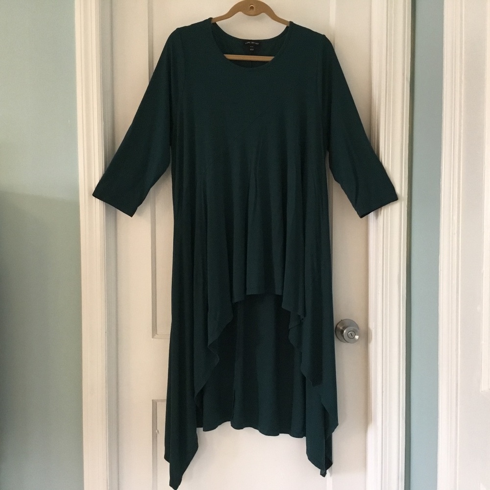 Lane Bryant scoop neck tunic dress, high low, 3/4 sleeves, green, size 18/20